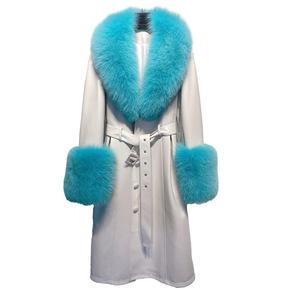 Abrigo de Invierno de Lujo para Mujer, Piel de Oveja Genuina de Alta Calidad, Cuello y Puños de Piel de Zorro Real, Cierre de un Solo Botón, Estilo Casual Largo - Product Image 3