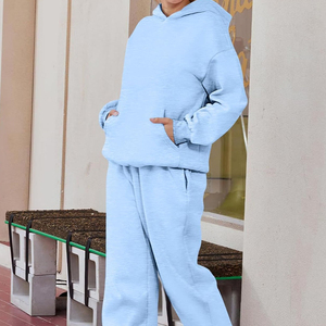 Conjunto Deportivo Informal de Alta Calidad para Mujer, Estilo Holgado, Tela de Felpa, Dos Piezas para Correr, Ropa Deportiva, 100% Algodón - Product Image 6