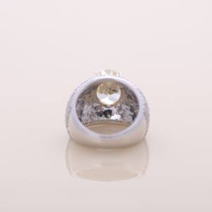 Anillo de Lujo de Plata de Ley 925 Sólida con Banda Pavé, Diamante Ovalado Amarillo de 4.41ct Cultivado en Laboratorio, Chapado en Rodio Vintage, Certificado por IGI - Product Image 3