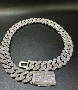 Cadena de eslabones cubanos VVS Moissanite de 22mm y 22 pulgadas, Plata de Ley 925 chapada en rodio, acabado en oro blanco de 14 quilates, regalo de fiesta estilo hip-hop - Product Image 5