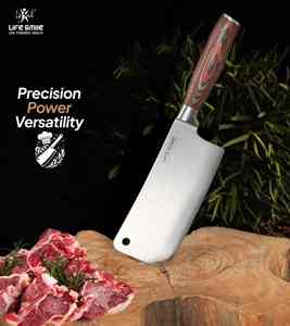 LIFE SMILE Juego de cuchillos Santuko de chef de acero inoxidable de alto carbono con afilador y soporte de madera Colección de cuchillos de cocina - Product Image 5