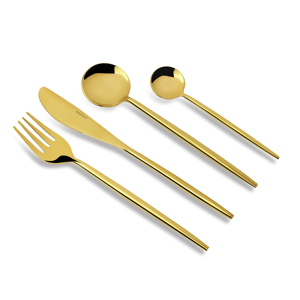 Elegante juego de cubiertos de acero inoxidable de estilo ovalado Belle, cubiertos de diseño para restaurantes, hoteles, acabado dorado brillante para fiestas - Product Image 5