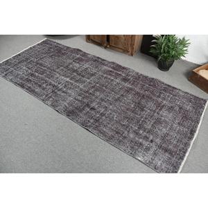 พรมวินเทจขนาด 3.5x8.6 ฟุต พรมตุรกี พรมลายตารางสีเทา - Product Image 4