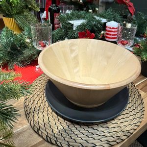 Grand bol de service en bois rustique Bol à vaisselle en bois d'acacia naturel écologique - Product Image 5