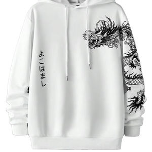 OEM de fábrica al por mayor de encargo de los hombres con cremallera Sudadera con capucha más nueva promocional de invierno japonés sudaderas con capucha en blanco con la impresión digital - Product Image 1