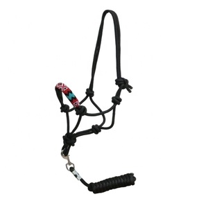 Wholesale Manufacturer Supplier Saman Exports Custom Made Black Nylon Beaded Rope <b>Halter</b> with Removable Matching Lead - Product Image 1