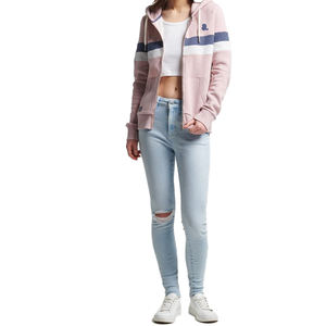 Sudadera con capucha de bloque de Color para mujer, servicio OEM y ODM de diseño propio, novedad de 2024, sudaderas con cremallera a la venta - Product Image 2