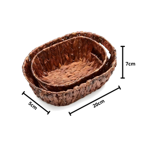 ตะกร้าใส่ของทรงวงรีน้ำผักตบชวาธรรมชาติของเวียดนามทำด้วยมือพร้อมที่จับทนทานสำหรับจัดเก็บในบ้านและของตกแต่งอย่างมีสไตล์ - Product Image 2
