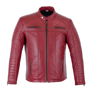 Automne hiver hommes couleur unie en cuir moto veste 5XL fermeture éclair manteau col montant à manches longues Style de rue tissu Blazer - Product Image 1