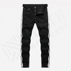 Jeans décontractés pour hommes, pantalon de mode streetwear, poches plaquées, denim déchiré, couleur personnalisée, pantalon en denim, taille plus, tissu polaire - Product Image 1
