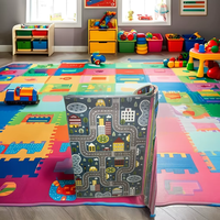 Tapis pour enfants Goldenmoon Frize, tapis turc carré à poils plats, motif floral, design kilim tissé, utilisation intérieure et extérieure, polyester acrylique