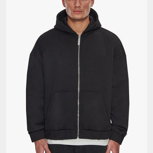 Sweats à capuche pour hommes avec fermeture éclair sweat à capuche lavé à l'acide pull surdimensionné streetwear en détresse sweats à capuche lourds pour hommes - Product Image 5