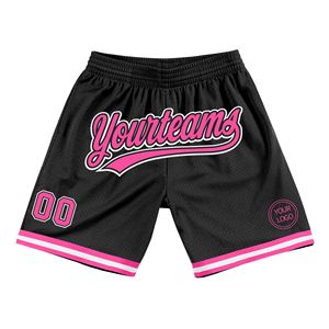 Industrie Direct Engro Sportswear Short de basket confortable personnalisé noir rose-blanc authentique Throwback - Product Image 1