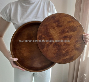 Bandeja Redonda de Madera Ecológica y Duradera, Artesanía India, Ajustable y Personalizable, Madera Natural de Acacia, Mango, Shisham y Pino - Product Image 5