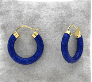 Pendientes de aro de lapislázuli al por mayor, diseño Adele, joyería de piedra natural de plata esterlina - Product Image 2