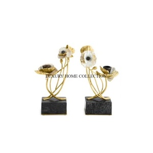 Ensemble de 2 bougeoirs de décoration de table en aluminium et en marbre Cadeaux de mariage Bougeoirs de table pour fournisseur en gros - Product Image 1