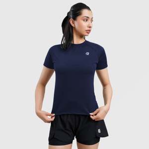 เสื้อยืดแขนสั้นถักนิตติ้ง Navy W224 สำหรับออกกำลังกาย - Product Image 1
