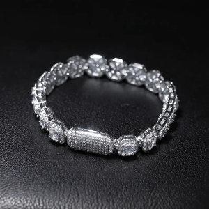 สร้อยข้อมือเทนนิสวงแหวนเพชร VVS Moissanite กำไลข้อมือฮิปฮอปหรูหราสีเงิน925 - Product Image 4