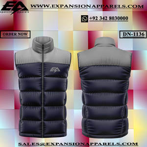 เสื้อกั๊กแจ็กเก็ตขนเป็ดแขนกุดสำหรับผู้ชายซักได้สำหรับฤดูหนาวทำจาก100% โพลีเอสเตอร์ - Product Image 5