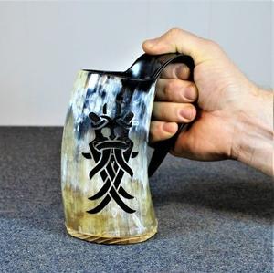 Jarra de Cuerno para Beber Estilo Vikingo Ecológica con Diseño de Animales Religiosos para Decoración de Bar en Casa para Halloween - Product Image 1