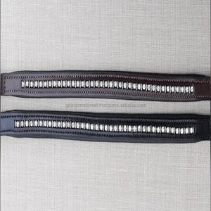 Banda para la frente de cuero genuino de alta calidad para caballo en forma de V recta y canal vacío cadena de cristal banda para la frente - Product Image 6