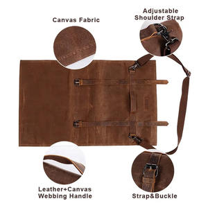 Leather <b>Canvas</b> Luxury Smell Proof Heavy Duty Knife <b>Roll</b> Culinary Knife Storage Organizer Bag Chef Professional Use LCKR-0027 - Product Image 4