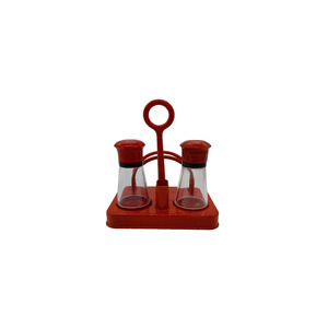 Ensemble salière et poivrière en plastique blanc avec porte-serviettes pour rangement de cuisine - Product Image 1