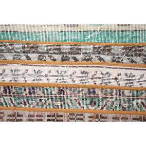 1.1x3.1 ft Vintage Turkish <b>Wool</b> Rug Eco Friendly <b>Brown</b> Patchwork with Latex Backing Traditional Home Dining Room Rug - Product Image 5