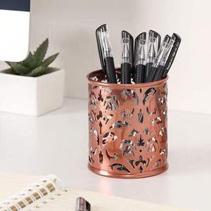 New Arrival Round <b>Iron</b> Metal Pen Pencil Holder Gold Finish <b>Lightweight</b> Contemporary Design for Home Office Desk Tabletop Decor - Product Image 2