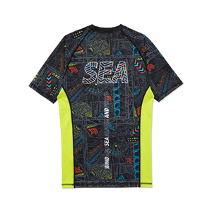 Rash Guard transpirable personalizable para hombre Top deportivo de manga corta con logotipo impreso y opción de color - Product Image 6