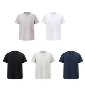 เสื้อยืดคอกลมแขนสั้นสำหรับผู้ชายทรงบ็อกซี่เสื้อยืดคอกลมธรรมดาสำหรับใส่ในชีวิตประจำวัน - Product Image 3