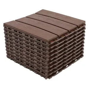 12 PCS 30cm X 30cm Carreaux de terrasse imbriqués Couverture de sol extérieur étanche Design lisse Style moderne 18mm d'épaisseur - Product Image 1