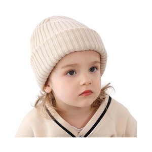 Casquettes de Ski en laine casquette chaude Hop court à revers côtelé pêcheur bonnet chapeau d'hiver bonnets unis chapeaux enfants - Product Image 1