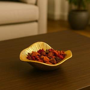 Bandeja DE SERVICIO DE ALUMINIO dorado, cuenco poco profundo decorativo con diseño ondulado pulido para el hogar, restaurante, hoteles para fiestas - Product Image 3