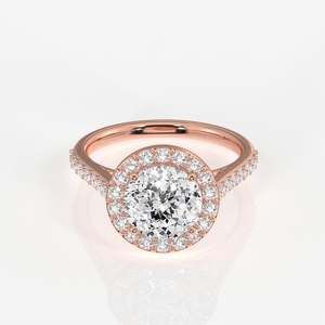 Bague en diamant de culture avec halo en or 14 carats, taille portugaise, faite à la main au Portugal - Product Image 6