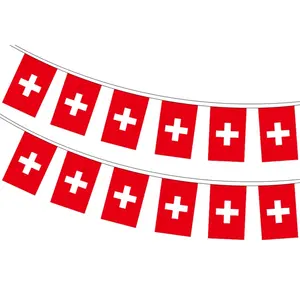 High Quality Switzerland Rectangle String Flag Polyester Pennant Bunting National Flags