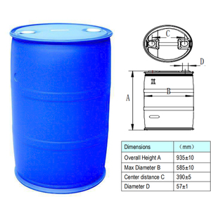 ถังพลาสติก HDPE สีน้ำเงิน55แกลลอนถังเปล่าพร้อมฝาเครื่องผลิตของสหราชอาณาจักรมีความจุ200ลิตรช่วง1-30L