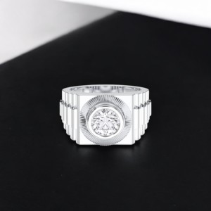 Lujoso anillo de diamante de corte redondo de moissanita de 2,00 quilates con forma de bisel de oro macizo de 10K 14K 18K de quilates de moissanita de 30/25/30/quilates - Product Image 2
