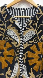 Indien court doux manteau coton velours Suzani broderie florale veste vêtements d'hiver veste manteau Floral femmes manteau - Product Image 2