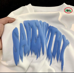 T-shirt formel ample 100 % coton, grammage lourd, avec logo 3D en mousse personnalisé, impression en relief pour homme, design vierge, respirant - Product Image 2