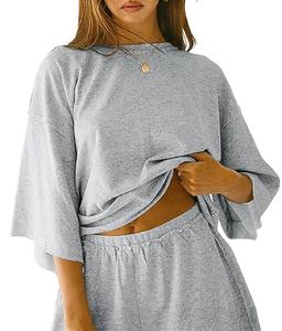 Conjunto de 2 Piezas de Verano para Mujer, Shorts de Lana por Encima de la Rodilla, Holgado y Cómodo, Diseño Sólido, para Descansar, 2026 - Product Image 1