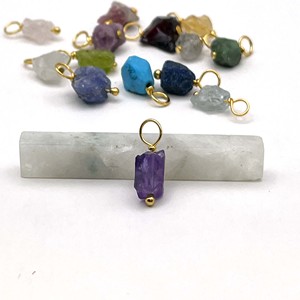 Natural Amethyst Raw February Birthstone Minimalist Fashion Pendants and Charms with Gold Plated <b>Wire</b> Loop For Necklaces - Product Image 1