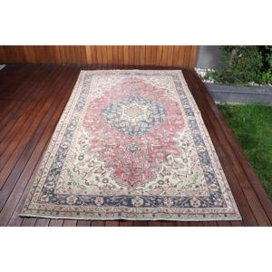 Tapis turc vintage 5,1x9 pieds, tapis persan en laine rouge - Product Image 1