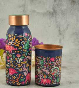 Bouteille en cuivre imprimée émaillée pour le stockage de jus de fruits, ustensiles de cuisine, bouteille d'eau en cuivre pour boire des jus, bienfaits pour la santé - Product Image 6