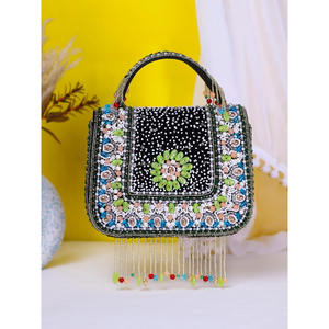 Beaded Flap Evening Clutch Bag with Tassel Decor Handmade Fashionable Party Purse Customizable Colors up to 1L Capacity - Product Image 1