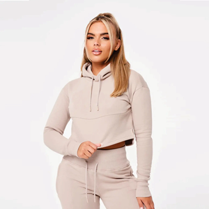 Capucha con cordón 65% algodón 35% poliéster Sky Script con capucha Crop Mink Cropped Sudadera con capucha para mujer - Product Image 1