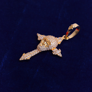 Bijoux de mode pendentif croix en or massif 10 carats faits à la main avec diamant rond véritable Moissanite plaqué or et certifié - Product Image 5