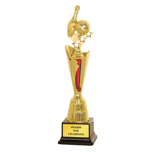 Trofeo cónico dorado contemporáneo y llamativo, con un único detalle de malla plateada y base acanalada, disponible a precios de mayoreo. - Product Image 4