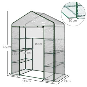 Outsunny Serre de jardin en acier et PVC transparent avec porte roulante, 143x73x195 cm, vert - Product Image 3