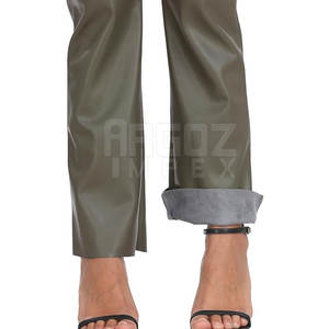 Pantalones de cuero de cintura media para mujer de alta calidad Pantalones casuales delanteros planos transpirables para invierno-Venta al por mayor - Product Image 6